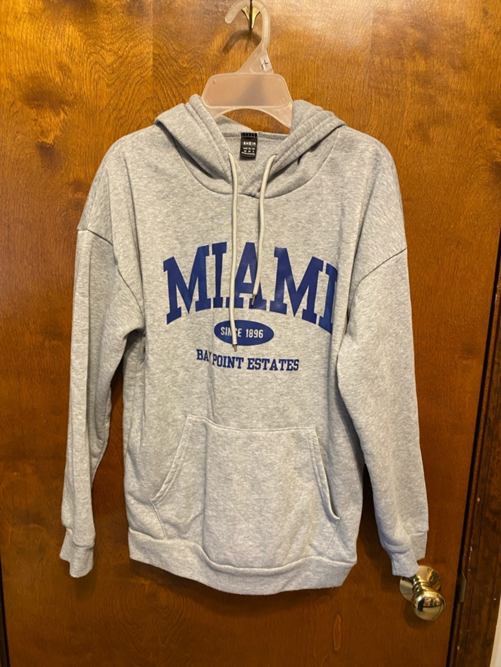 SHEIN Gray Hoodie with Blue MIAMI Print